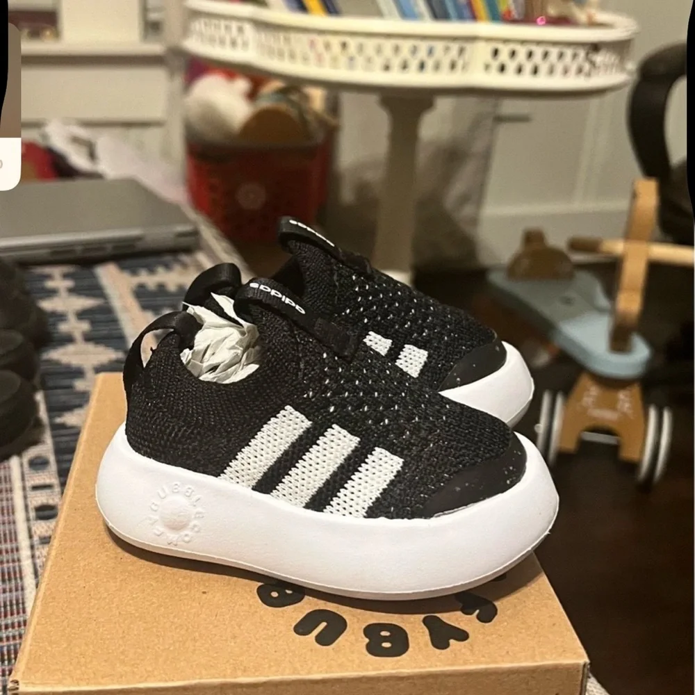 adidas Black & White Knit Slip-On Baby Sneakers